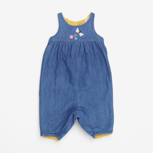 Dungarees denim reversible yellow flower