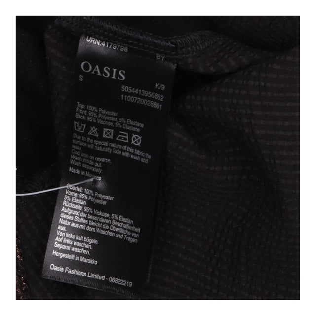 Oasis Black Bronze Metallic Panel Back Tie Blouse