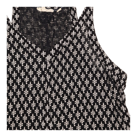 Vest Top Black Cream Geometric Print Sleeveless