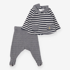 Outfit Top with Collar and Footed Leggings Navy St
