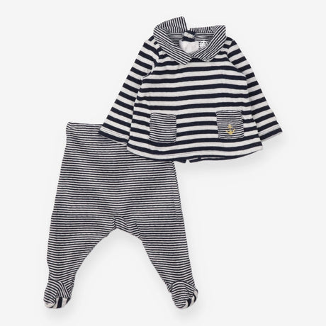 Outfit Top with Collar and Footed Leggings Navy St