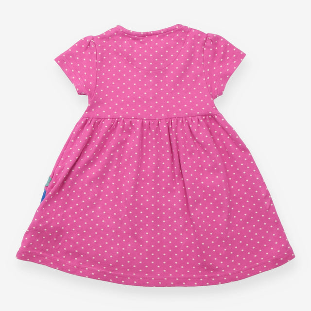 Dress Short Sleeve jersey pink spot blue dinosaur