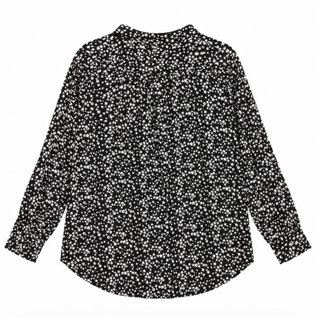 Long sleeve Blouse Black White Star Print