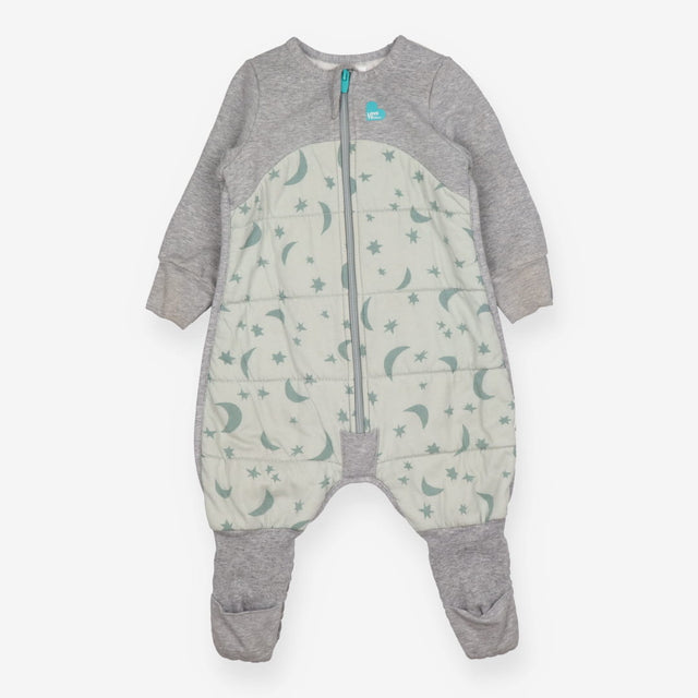 Sleepsuit grey and green moon stars