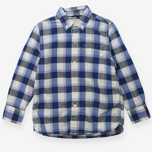 Shirt woven blue check with pocket