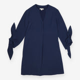 Tunic Dress Navy Long Sleeve V Neck Relaxed Shift