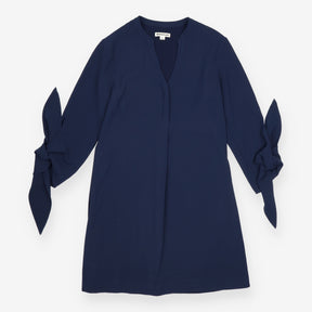 Tunic Dress Navy Long Sleeve V Neck Relaxed Shift