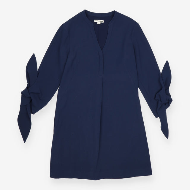 Tunic Dress Navy Long Sleeve V Neck Relaxed Shift