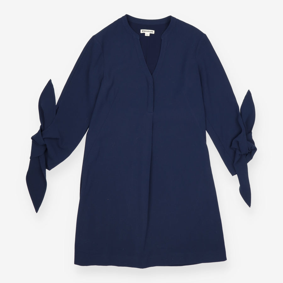 Tunic Dress Navy Long Sleeve V Neck Relaxed Shift