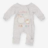 Sleepsuit zip grey bear I LOVE MY DADDY