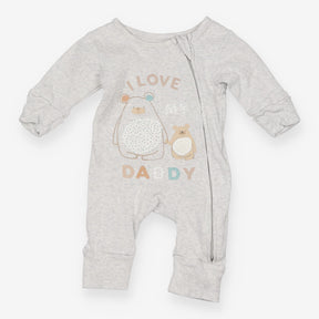 Sleepsuit zip grey bear I LOVE MY DADDY