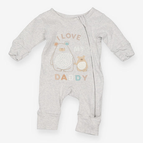 Sleepsuit zip grey bear I LOVE MY DADDY