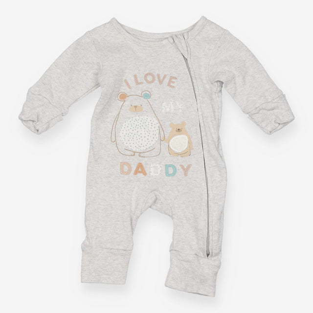 Sleepsuit zip grey bear I LOVE MY DADDY