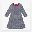 Dress Navy Ditsy Leaf Print Crew Neck 3/4 Sleeve