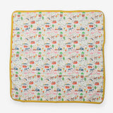 Hooded Blanker Farm Print Yellow Edge