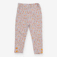 Leggings orange floral with flower buttons