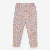 Leggings orange floral with flower buttons