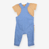 Blue Dungarees with Giraffe & Orange Striped 