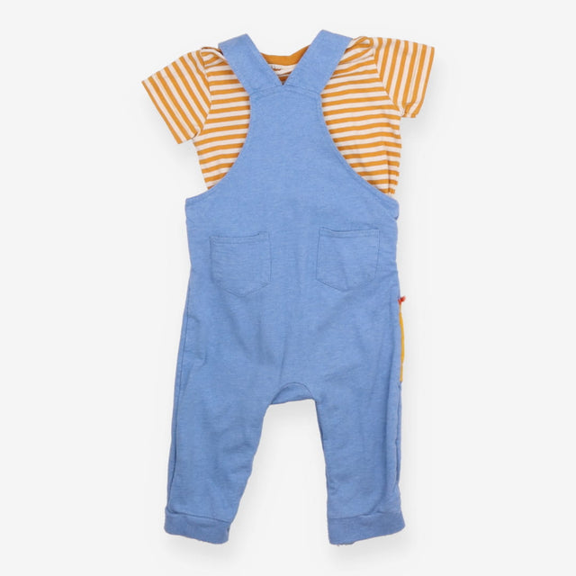 Blue Dungarees with Giraffe & Orange Striped 