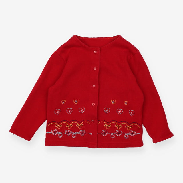 Cardigan red jersey hearts pattern