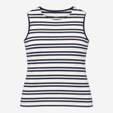 Top Striped Sleeveless Crew Neck