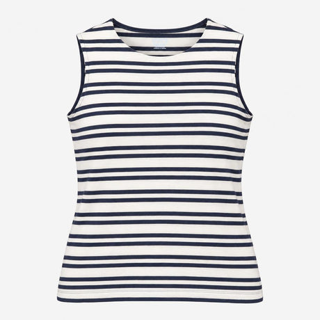 Top Striped Sleeveless Crew Neck
