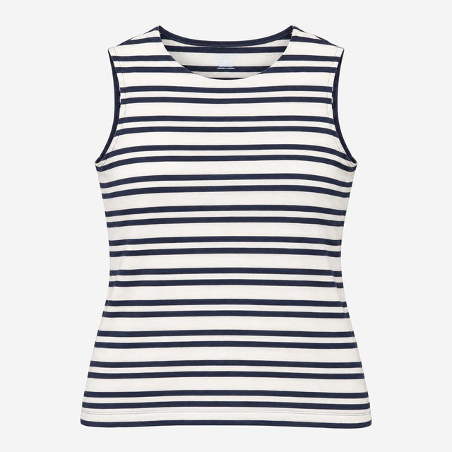 Top Striped Sleeveless Crew Neck