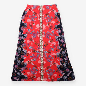 Paisley Floral Stretch Jersey Maxi Skirt Pink Mult