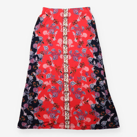 Paisley Floral Stretch Jersey Maxi Skirt Pink Mult