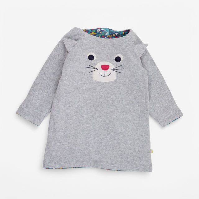 Sweater Dress Reversible Floral & Cat