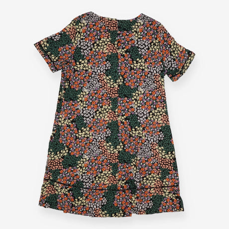 Midi Dress Black Patchwork Ditsy Floral Short Slee