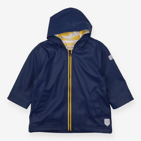 Navy Raincoat Yellow Striped Lining 