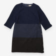 Dress Navy Charcoal Colour Block Shift Three Quart