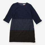 Dress Navy Charcoal Colour Block Shift Three Quart