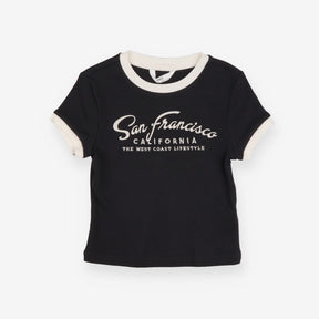 Tee ribbed dark grey white edging San Francisco
