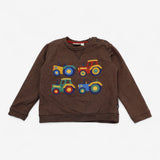 Sweater brown with applique tractors