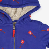 Royal Blue hoodie with guitars