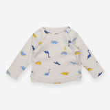 White Long Sleeve Blue Dinosaurs