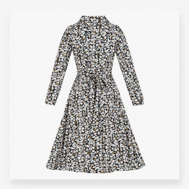 Wrap Dress Navy Floral Print Long Sleeve Midi