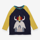 T-Shirt Long Sleeved Navy and Yellow Viking Walrus