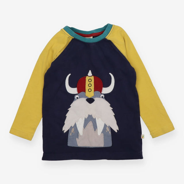 T-Shirt Long Sleeved Navy and Yellow Viking Walrus