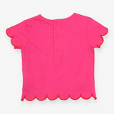 Pink t-shirt with big red tulip