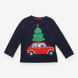 Navy Christmas Chickens Long Sleeve