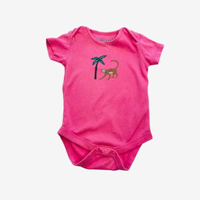 Pink Short Sleeve Monkey Bodysuit