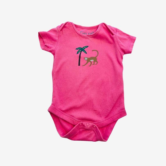 Pink Short Sleeve Monkey Bodysuit