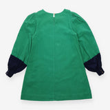 Green Cotton Corduroy Mini Dress Long Sleeve Navy 