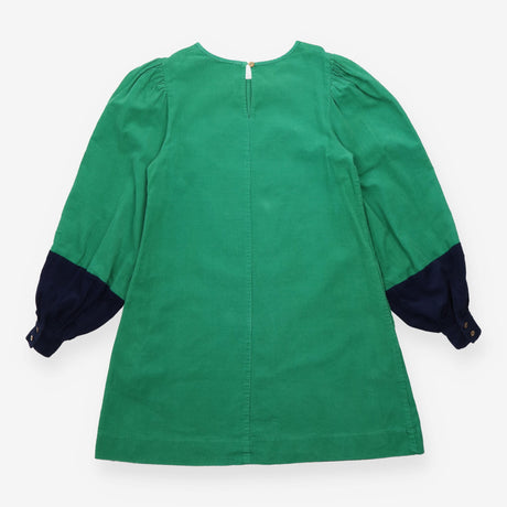 Green Cotton Corduroy Mini Dress Long Sleeve Navy 