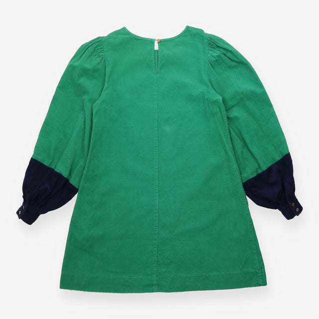 Green Cotton Corduroy Mini Dress Long Sleeve Navy 