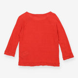 Red Linen Long Sleeve Scoop Neck Top Lightweight