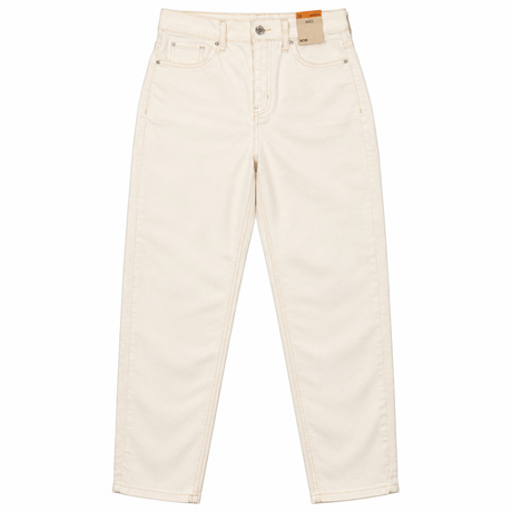 Jeans Cream Ecru High Rise Mom Straight Stretch De